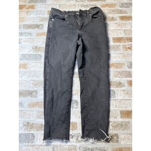 Banana Republic Skinny Mid-Rise Jeans Gray Raw Hem Petite 27/4P Stretch Denim